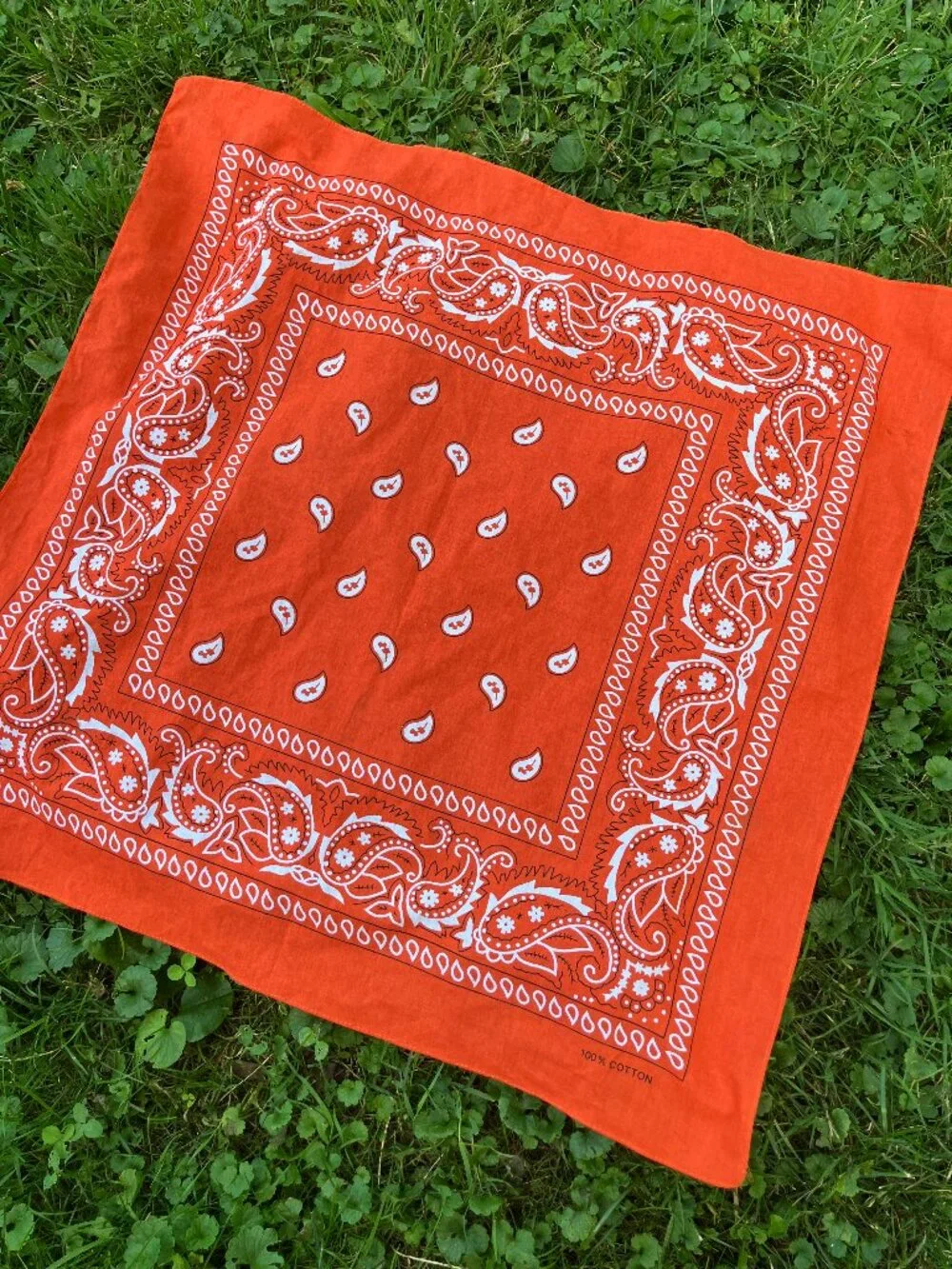 🧡 Pair of Orange Paisley Bandanas 27x27 Large